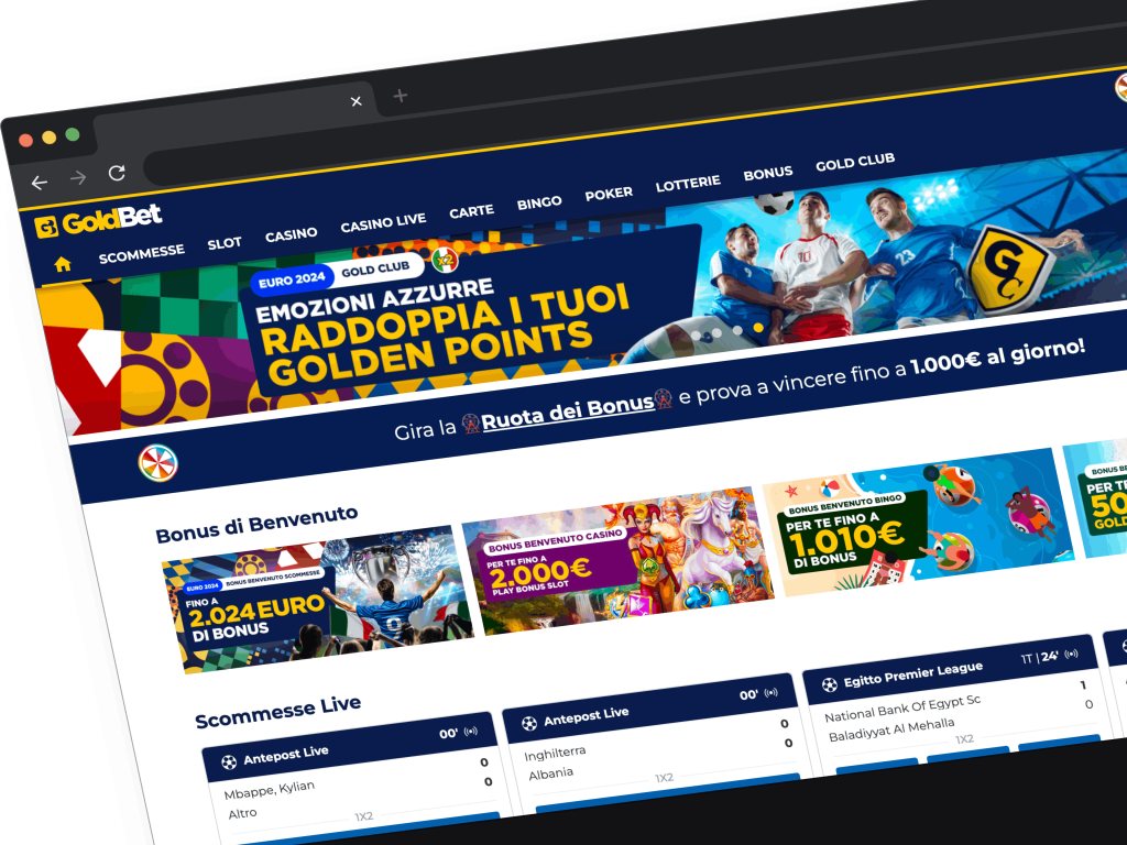 Goldbet: Accesso a: Sistema di Scommesse e Casinò Online